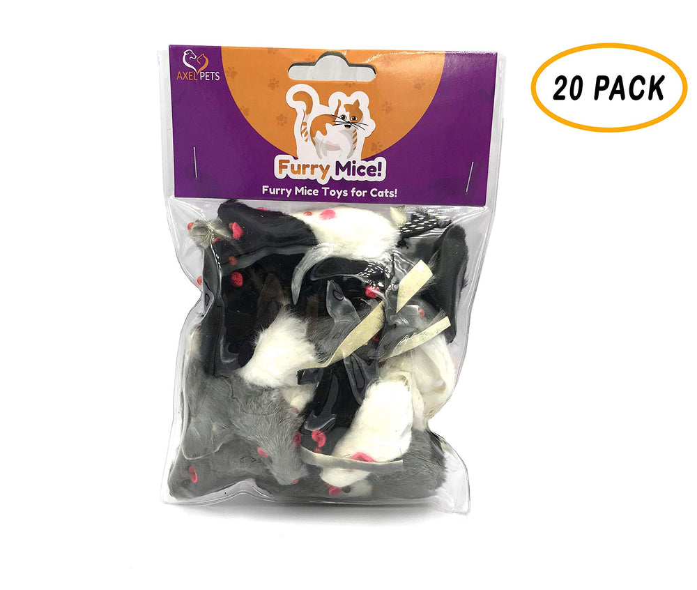 AXEL PETS pack of 20 eco-friendly cat toys crafted from reclaimed rabbit fur