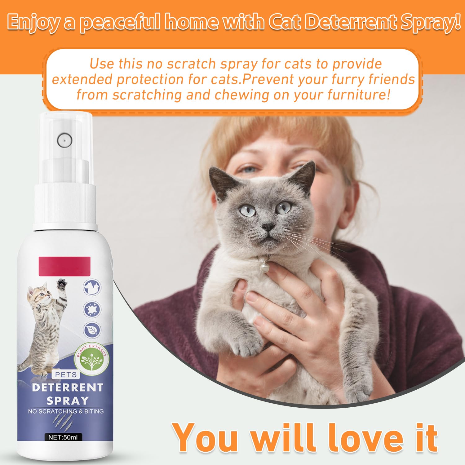 Axofwga Cat Deterrent Spray training-application shows easy guidance for kittens and adults.