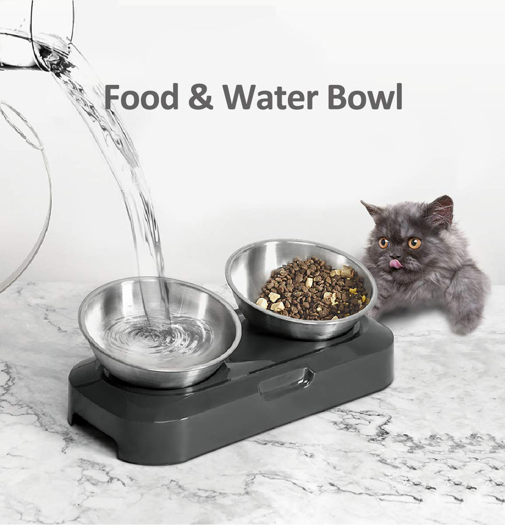 AYADA cat bowl with non-slip rubbers keeps feeding area tidy