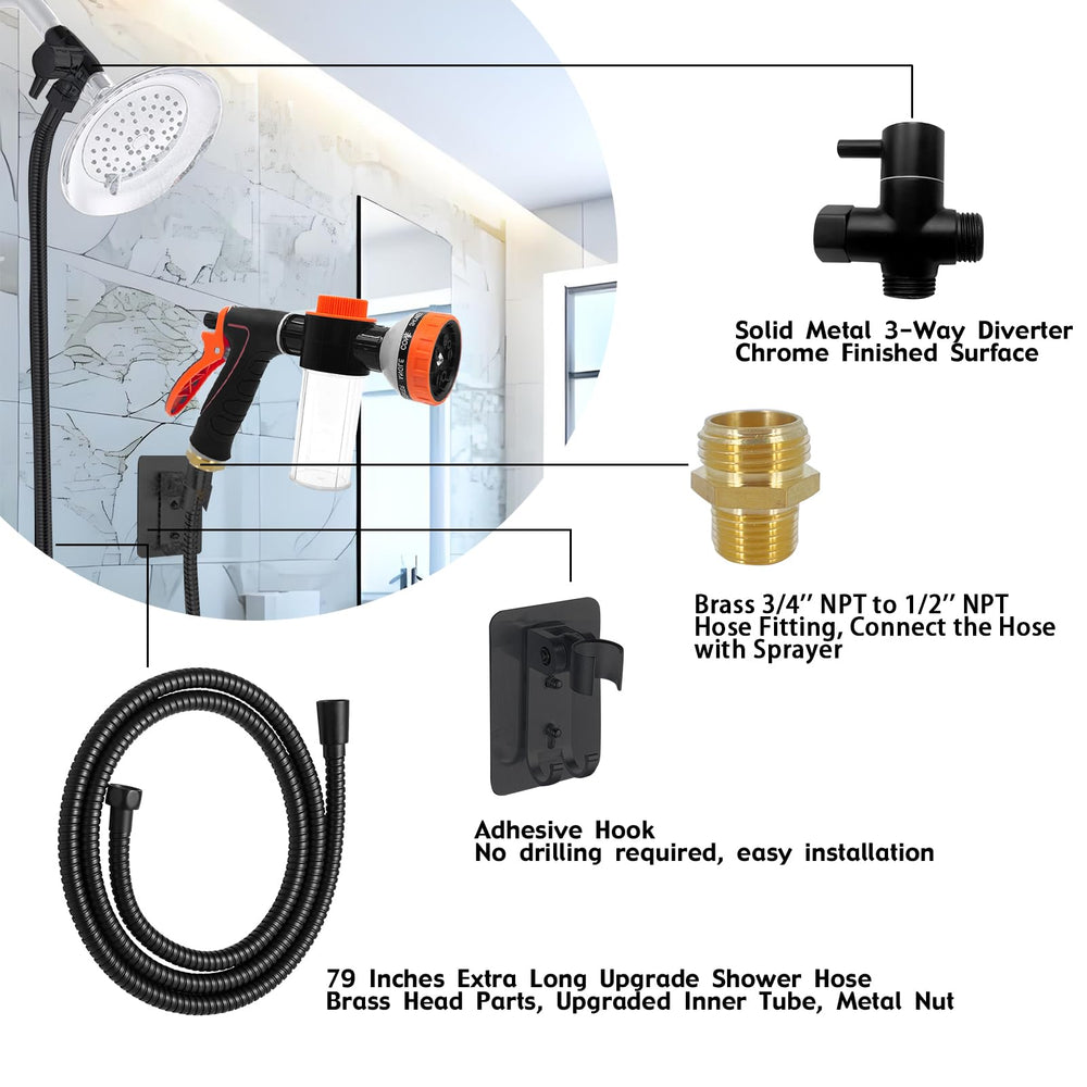 AYBBSHOW dog-wash-hose-attachment brush-attachment adds grooming in one setup