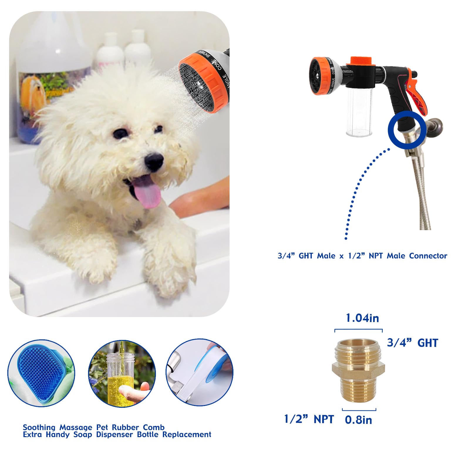 AYBBSHOW 6.6 ft hose offers flexible reach during baths