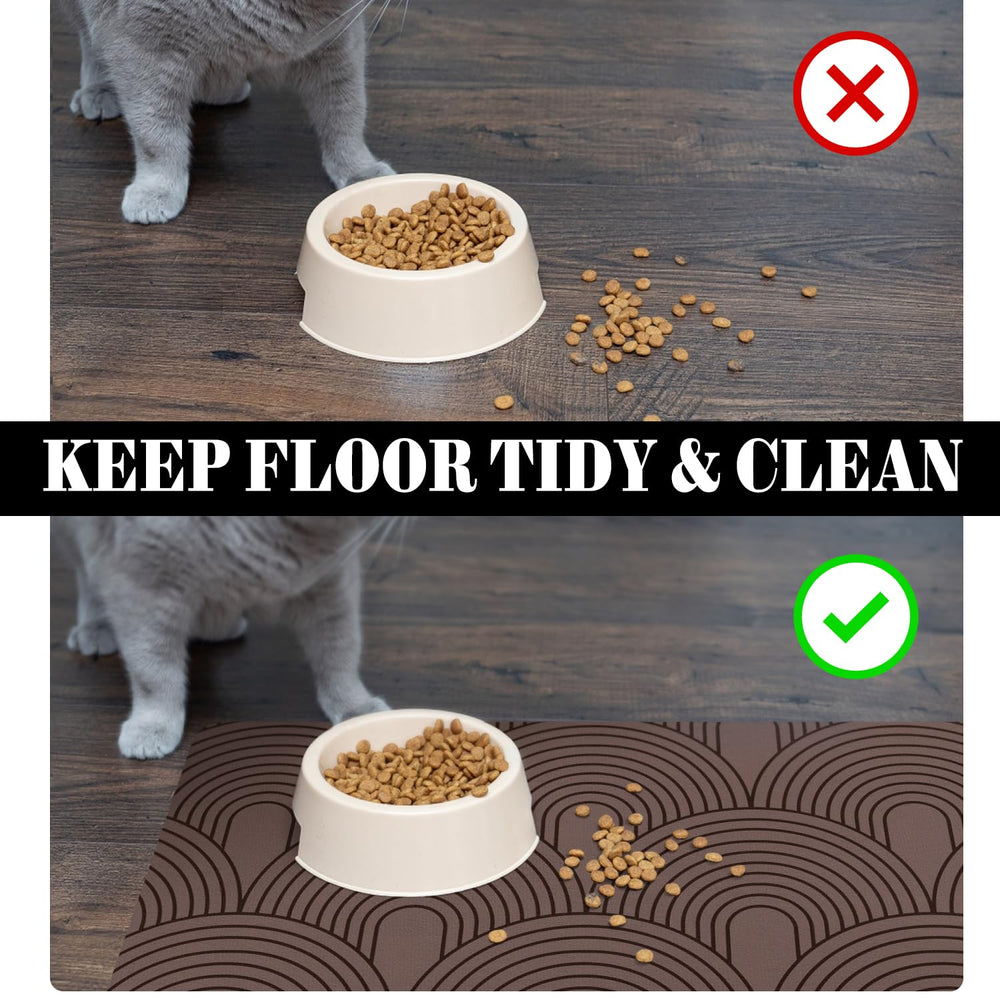 Ayiashiab cat and dog feeding mat guards floors under feeders and dispensers.