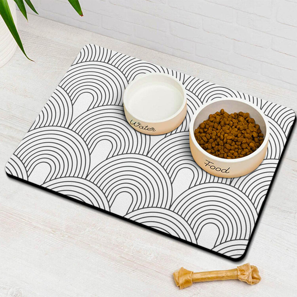 Ayiashiab dog food mat absorbent closeup shows quick spill absorption for clean floors