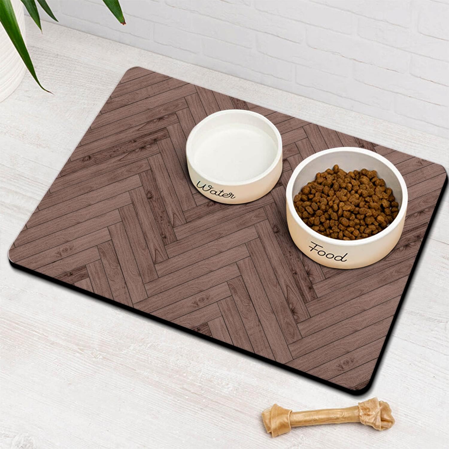 Ayiashiab dog food mat absorbent showing quick dry surface for clean meals.
