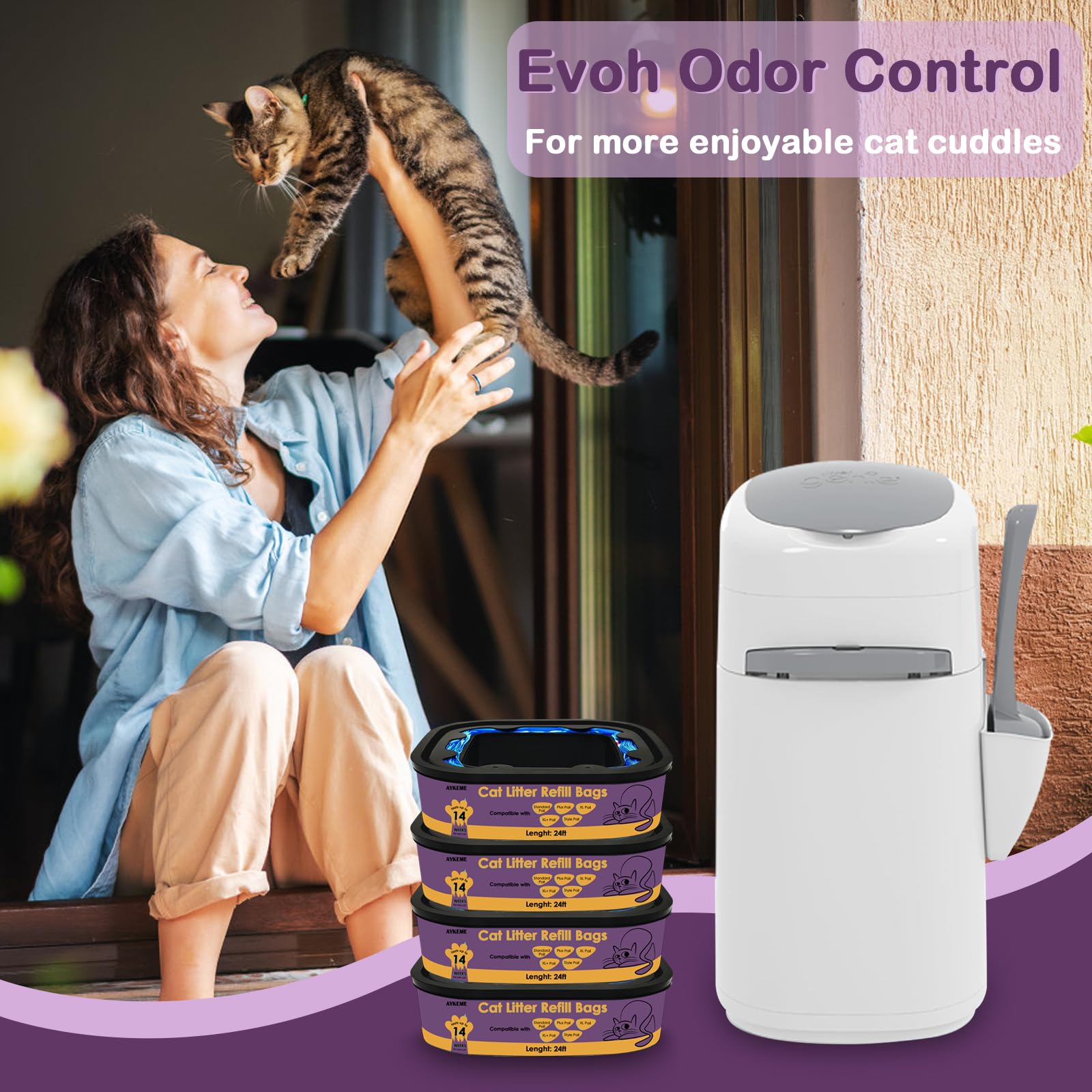 AYKEME 4-pack cat litter refills provide ample supply for busy households.
