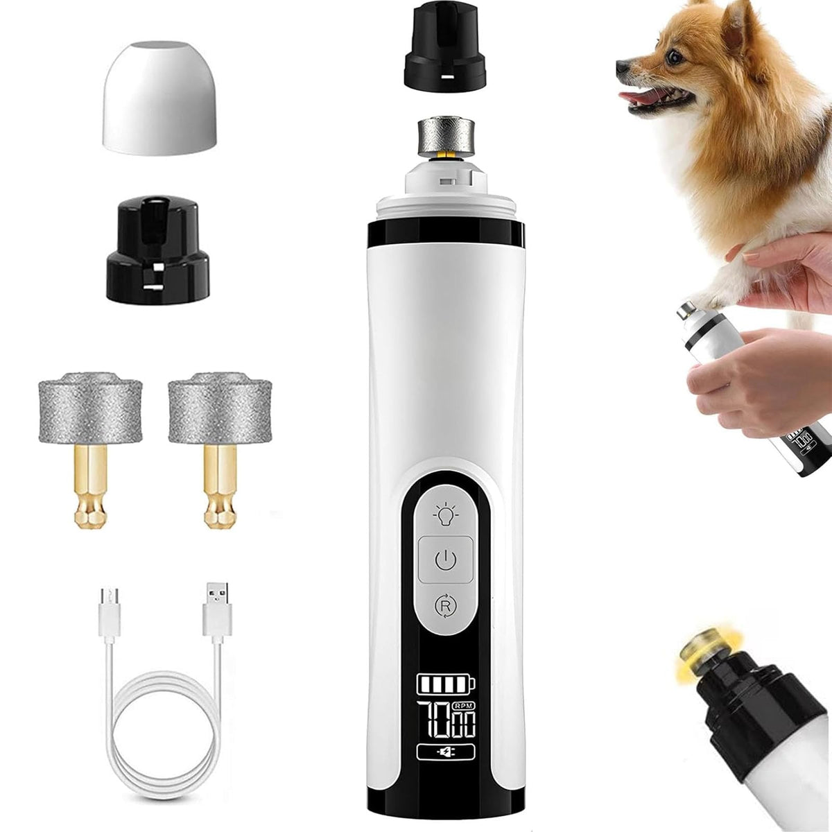 Ayland Heusom Silent Groom Pro nail grinder front view for calm grooming