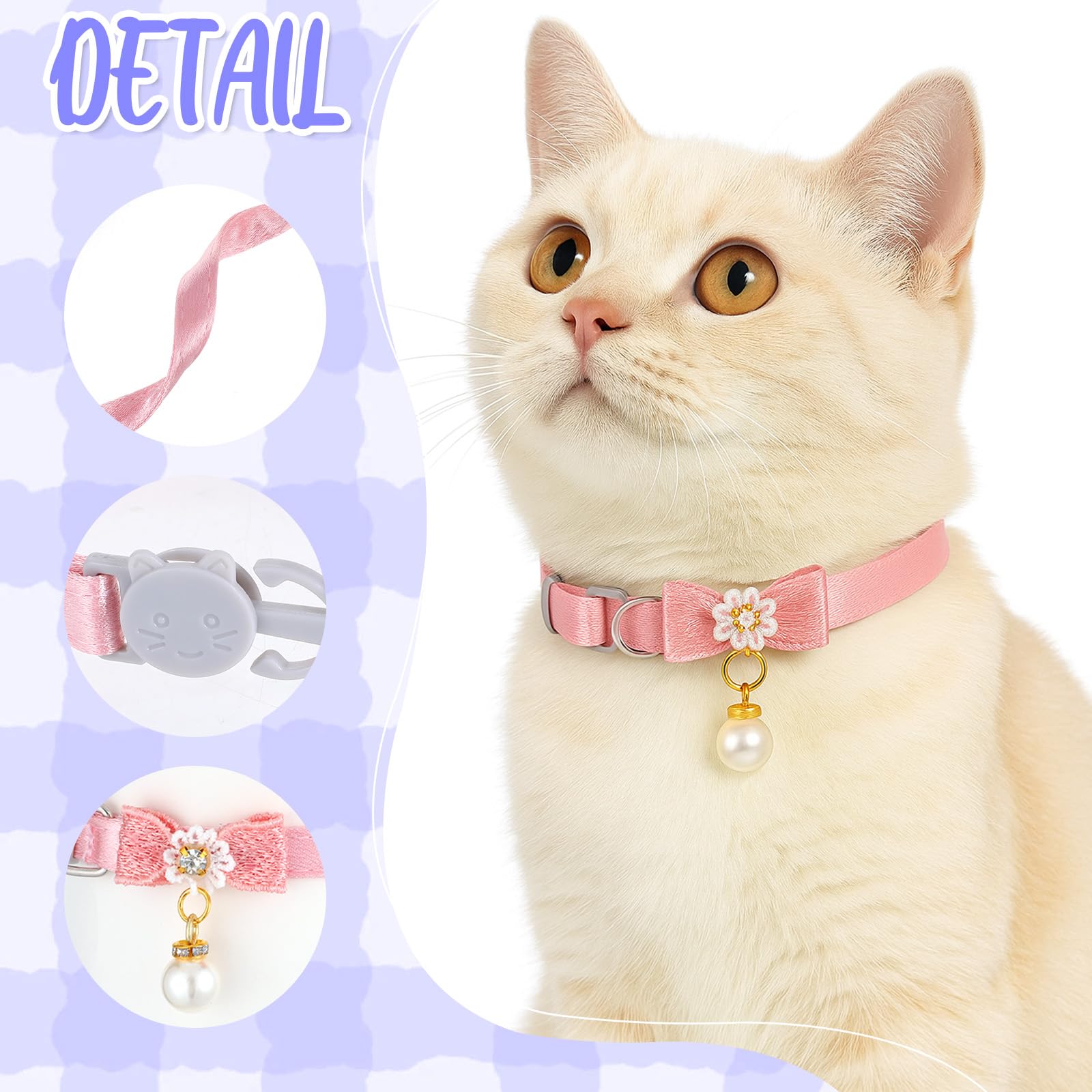 Aysatogc cat collar adjustable 8-12in ensures a snug kitten fit.
