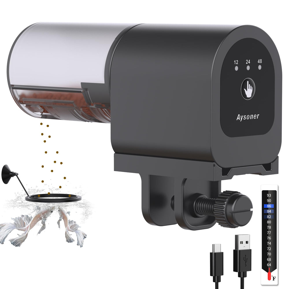 Aysoner automatic fish feeder front view for reliable vacation feeding.