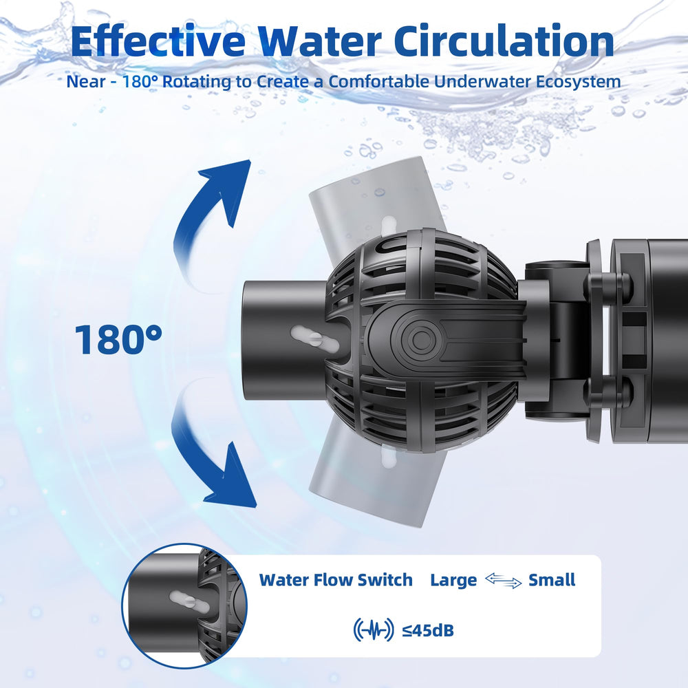 Aysoner wave maker pump epoxy-sealed motor emphasizes splash-safe operation.