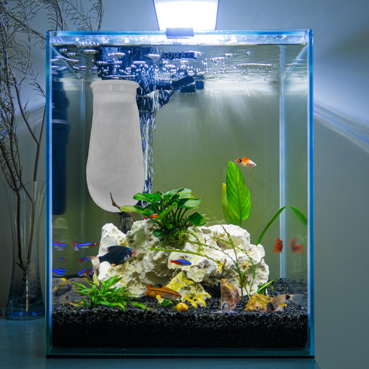 AYWFEY aquarium sock used in sump or pond for filtration.