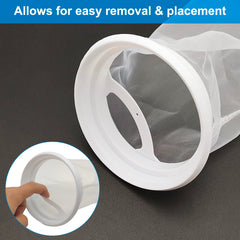 AYWFEY aquarium filter bag in-use on the return line capturing debris.