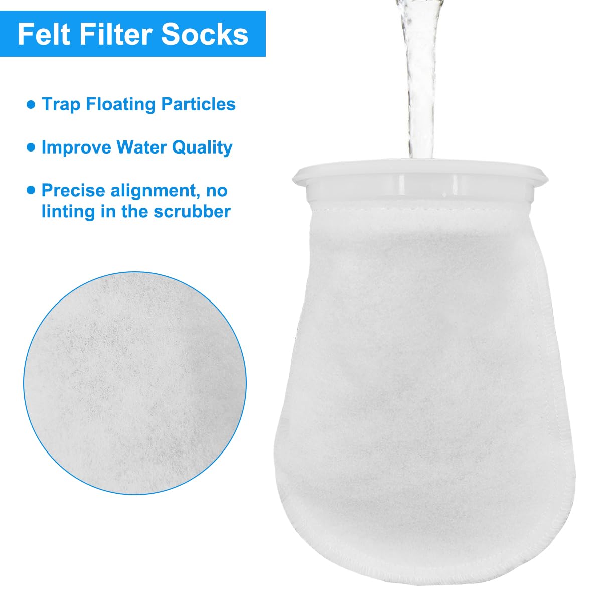 AYWFEY sump filter sock durable stitching detail for long-lasting use.