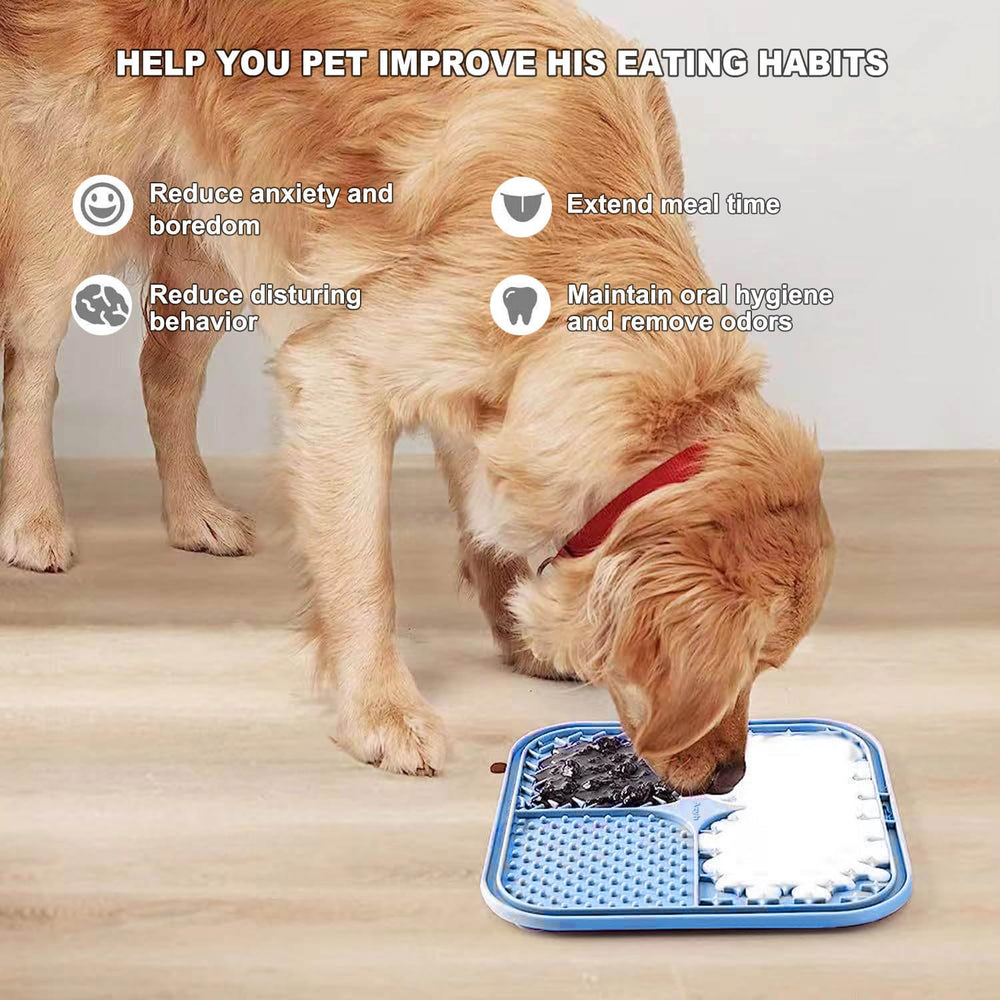Azyh licking mat pet-training benefit supports focus and enrichment during training or cuddling.