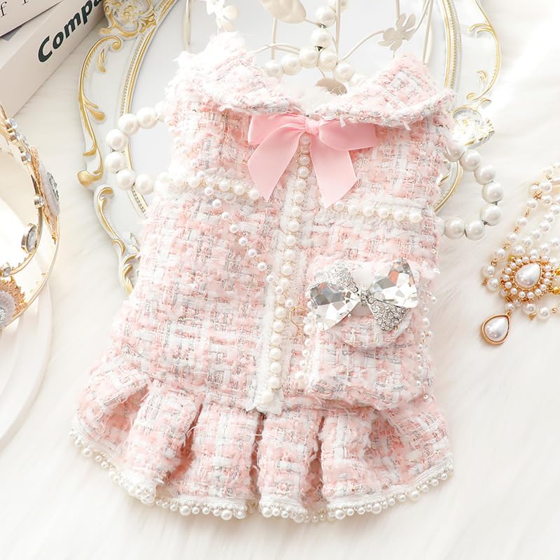 AZA dog princess dress closeup reveals detailing and sweet charm.