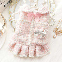AZA dog princess dress Lolita white fabric detail highlighting stitching