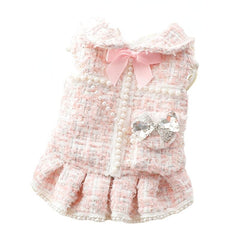 AZA dog princess dress pink front view for stylish small-dog outfits