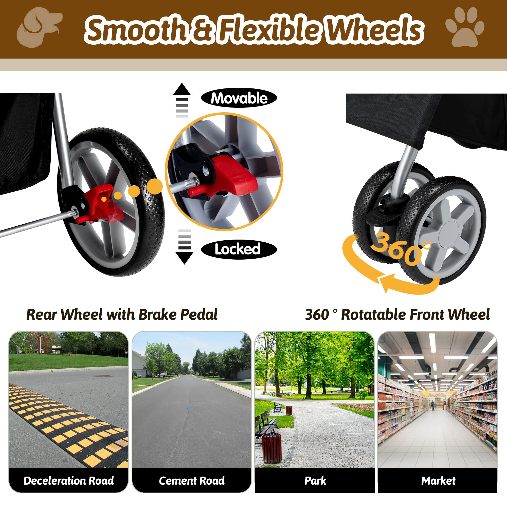 Azaeahom pet stroller removable cushion for added comfort.