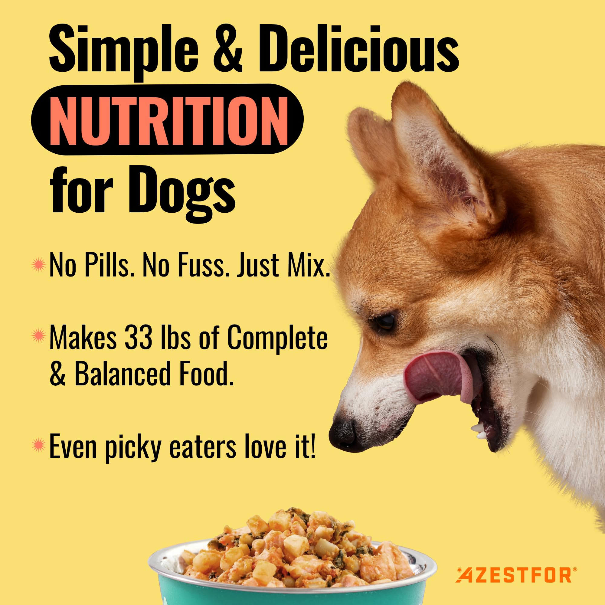Azestfor 21 vitamins minerals mix shows bright powder for complete nutrition.