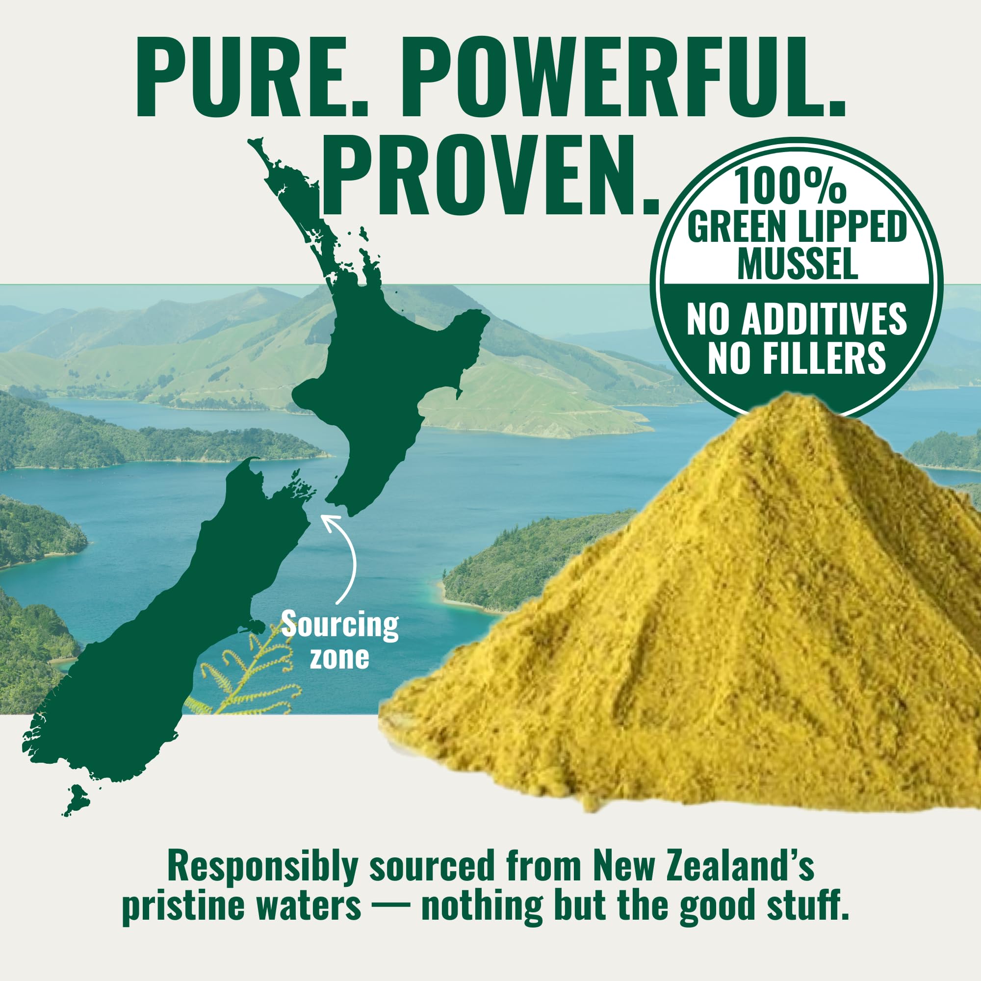 Azestfor green-lipped mussel dog powder hypoallergenic badge emphasizes suitability for sensitive diets
