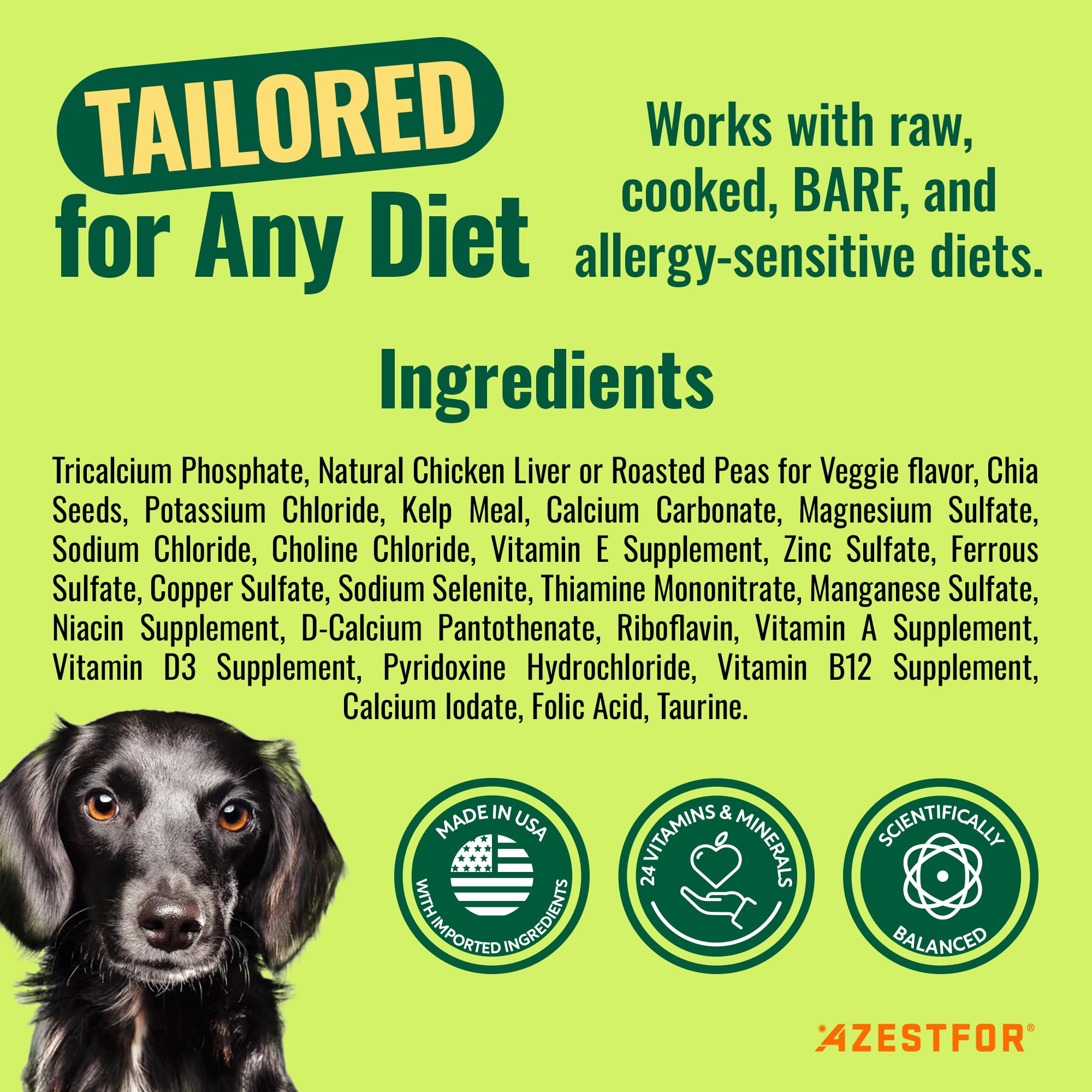 Azestfor vet-approved recipes card offers ready whole-food options