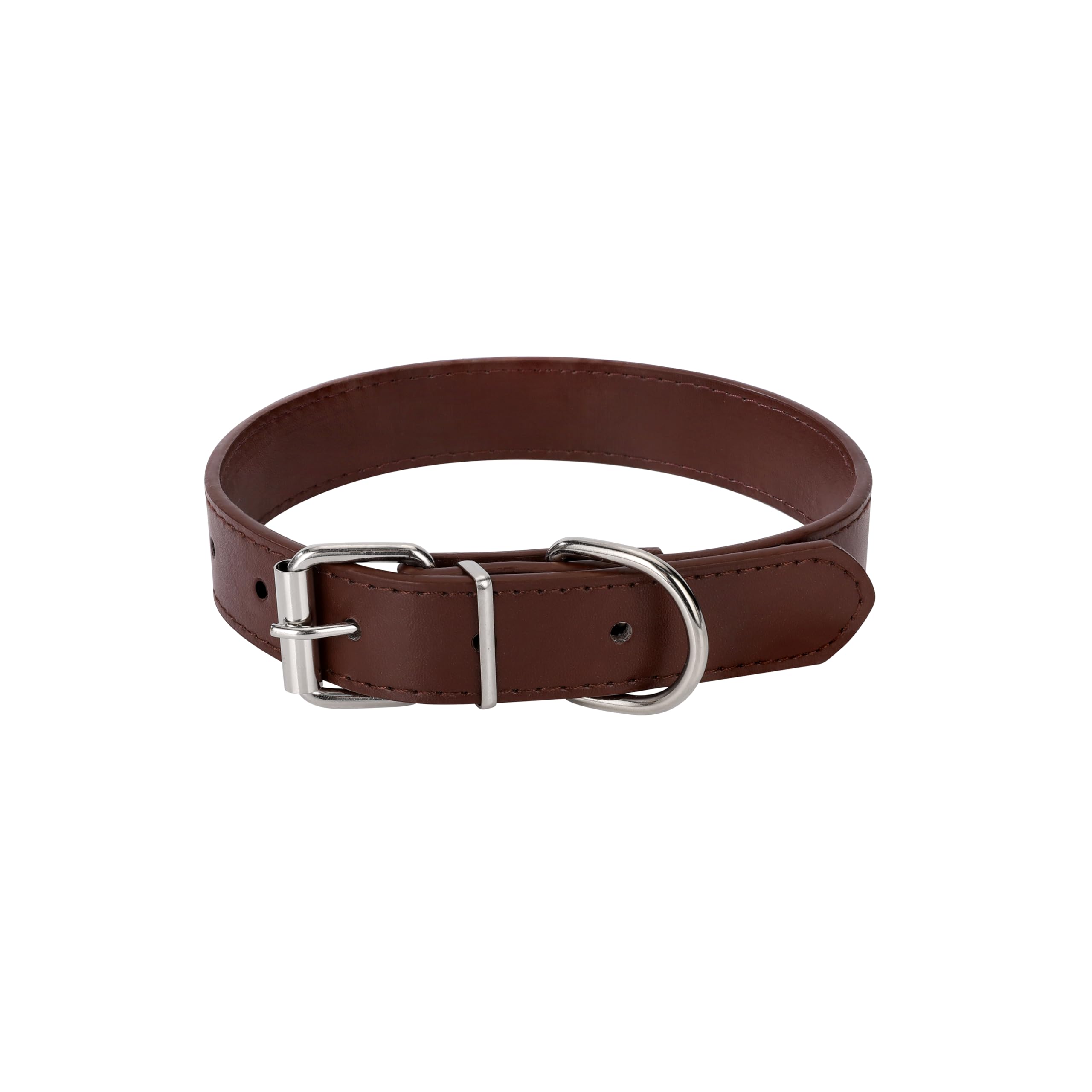 Azinoo brown soft leather collar side view; comfortable all-day wear.