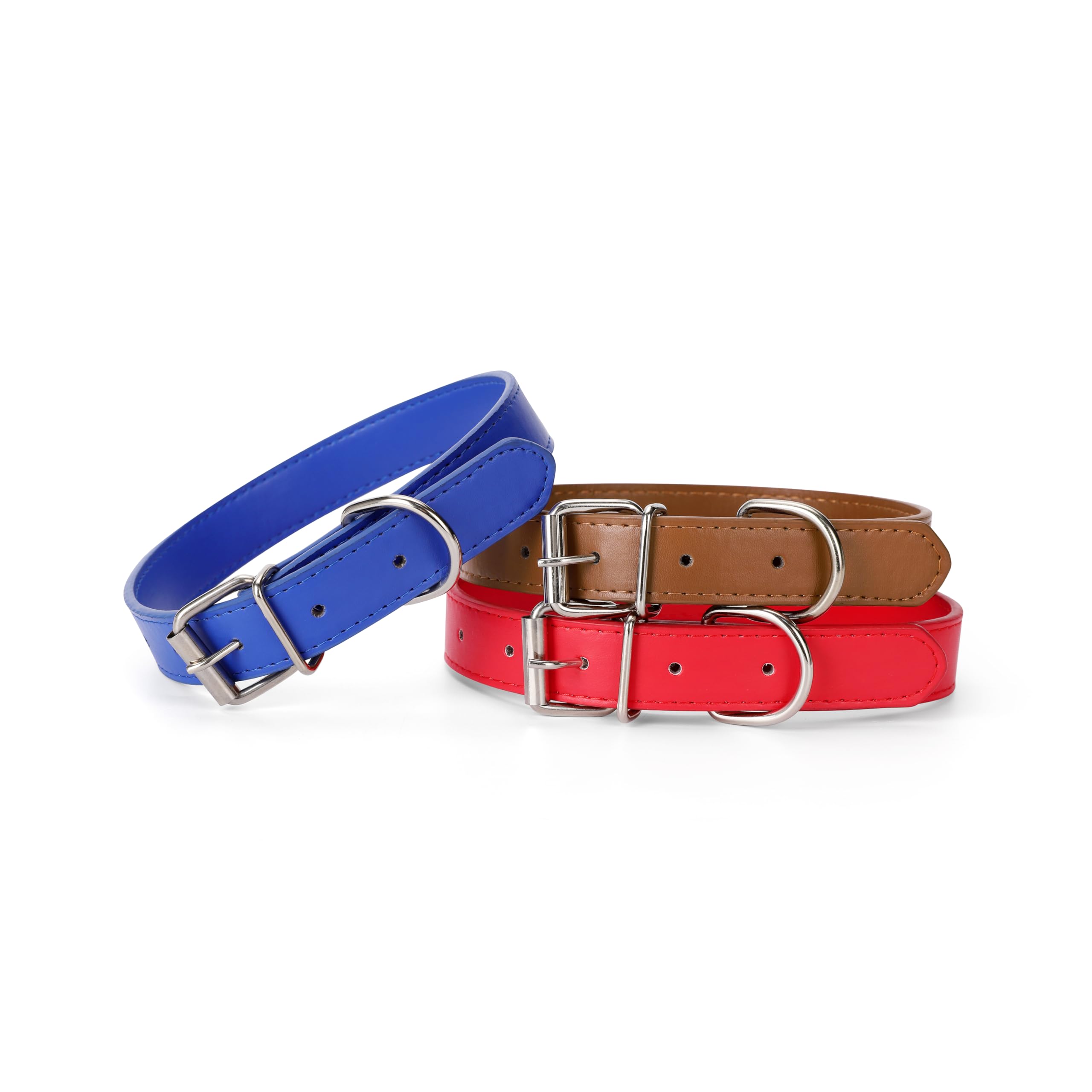 Azinoo red leather dog collar soft-strap feature for lightweight comfort.