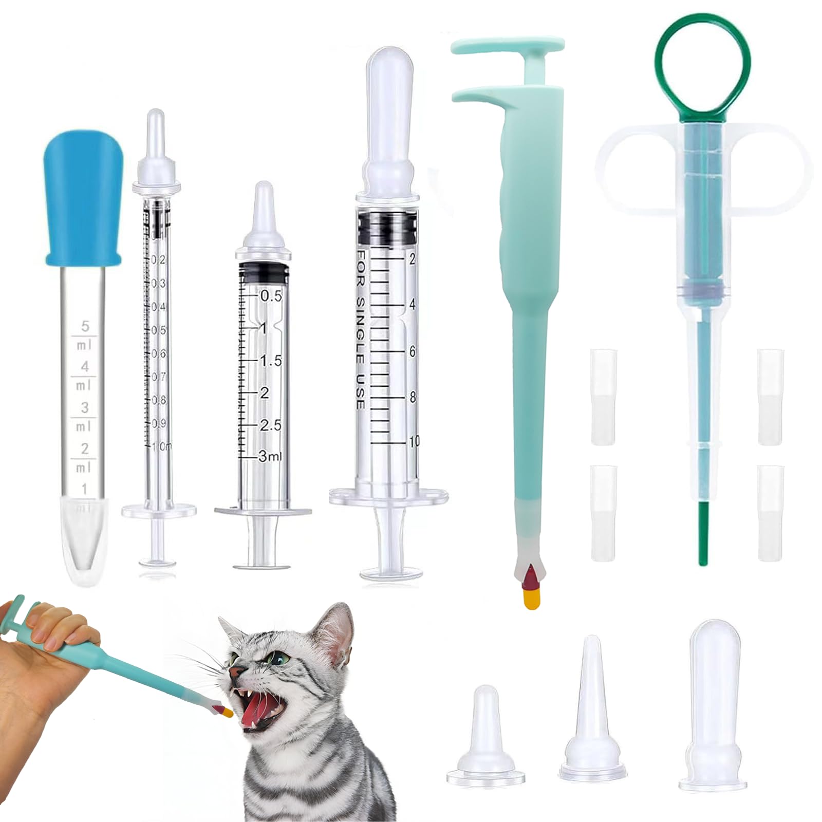AZOFFYIU cat pill shooter side view shows easy dosing for small pets