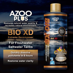 Azoo AZOOPLUS BIO XD bottle pour demonstrating immediate addition for tank health