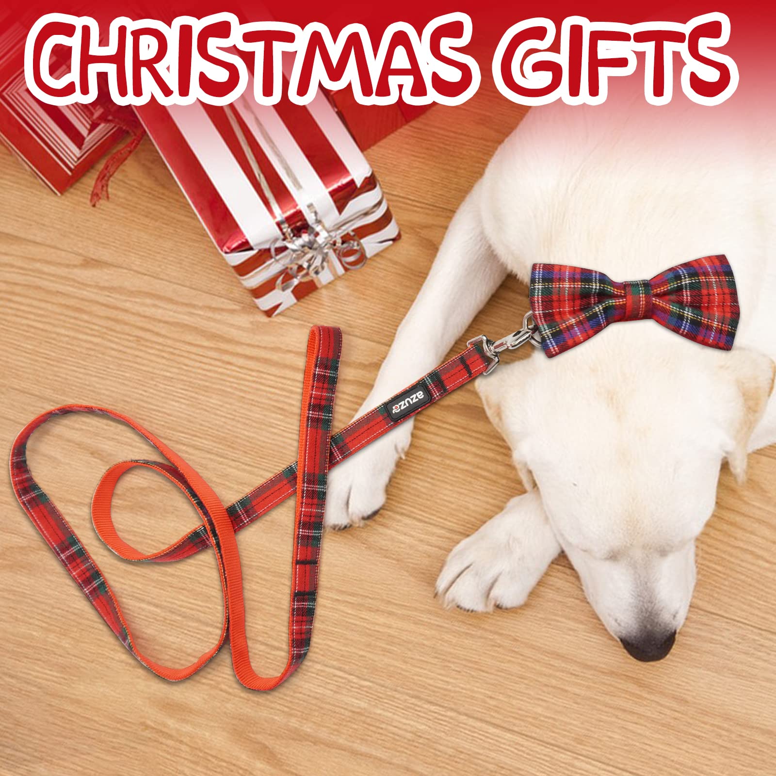 azuza Christmas Buffalo Leash features durable, soft webbing for daily walks.