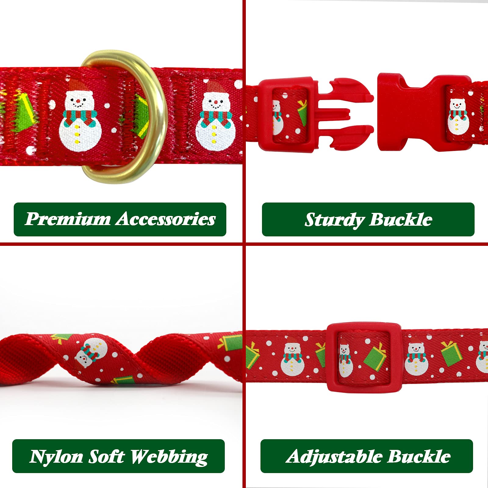 AZUZA Christmas dog collar adjustable range image shows 11-16 inch neck fit.