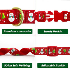 AZUZA Christmas dog collar adjustable range image shows 11-16 inch neck fit.