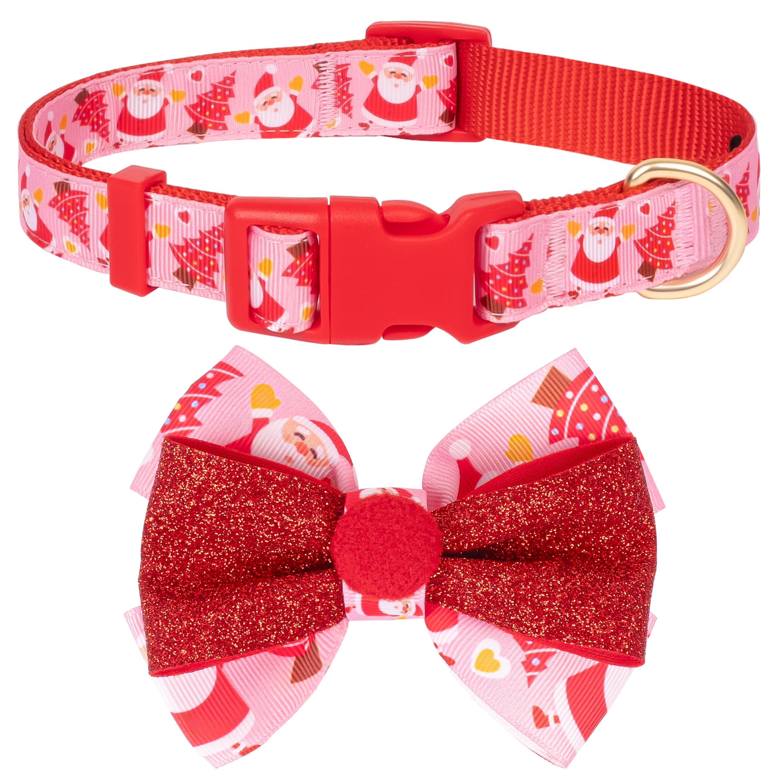 azuza Christmas dog collar Santa print for festive holiday photos