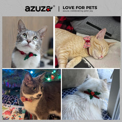 azuza Christmas kitten collar with removable bowtie for versatile holiday styling