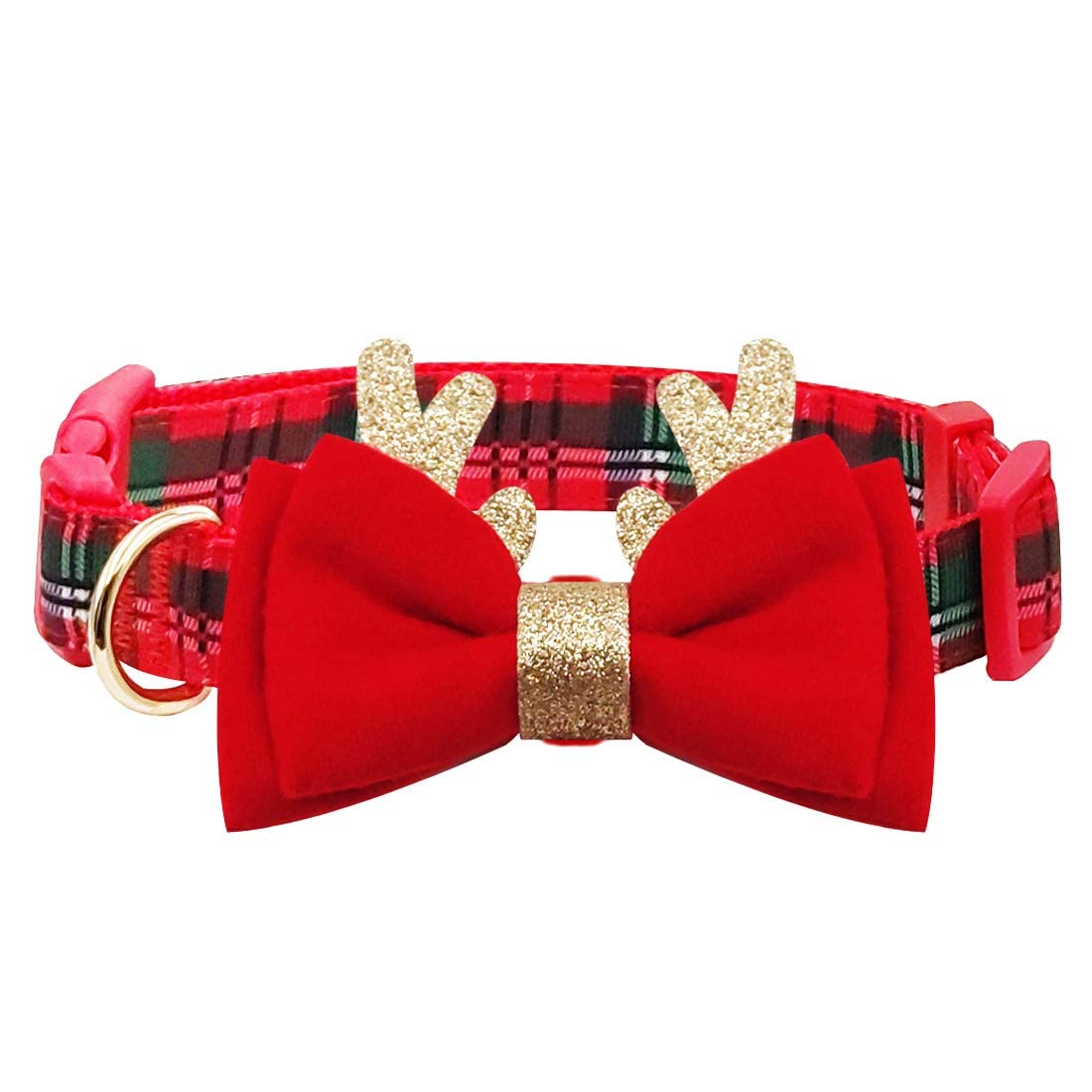azuza glitter-reindeer-antler-bowtie-dog-collar festive sparkle for parties