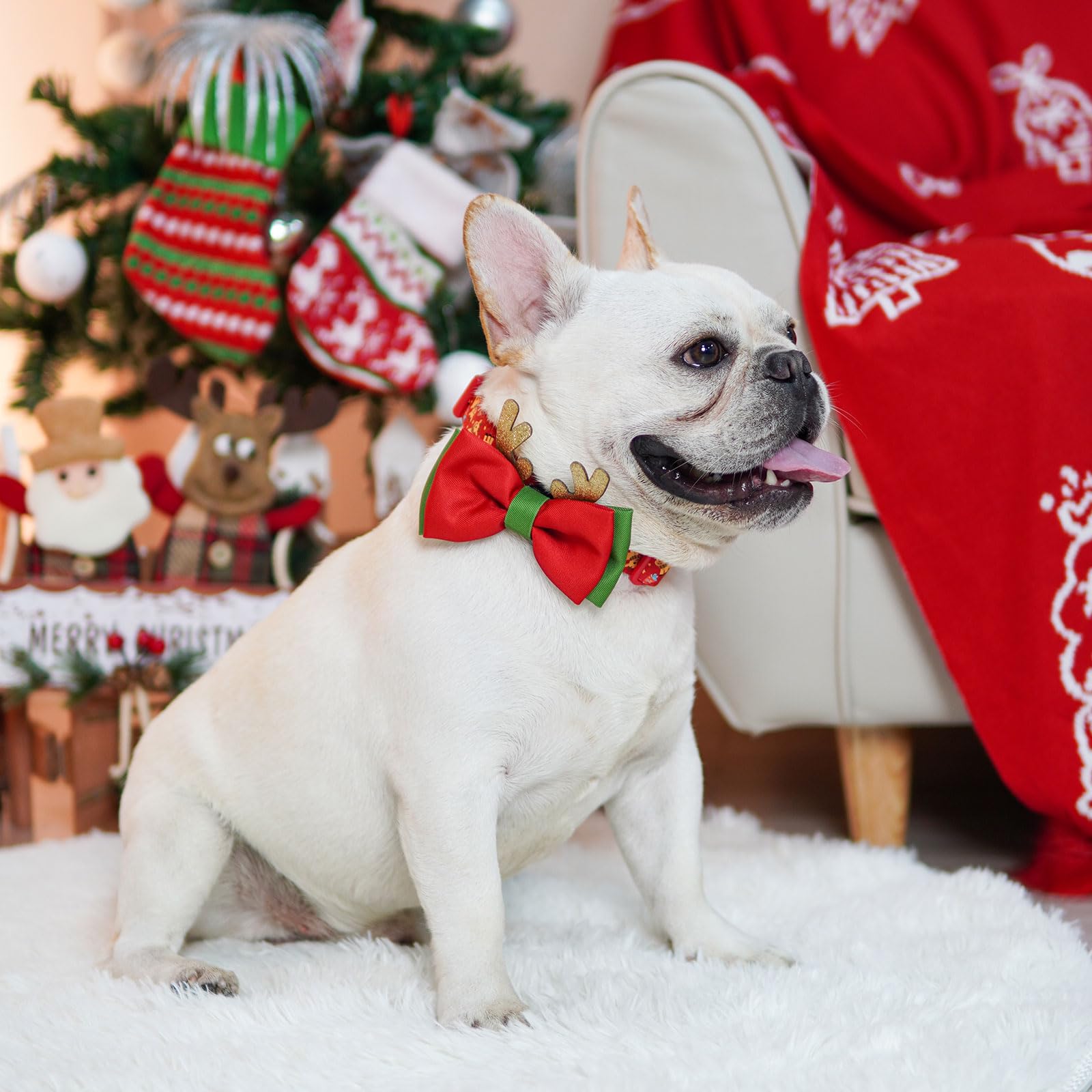 azuza removable-glitter-antler-bowtie demonstrates easy detachment for versatile styling