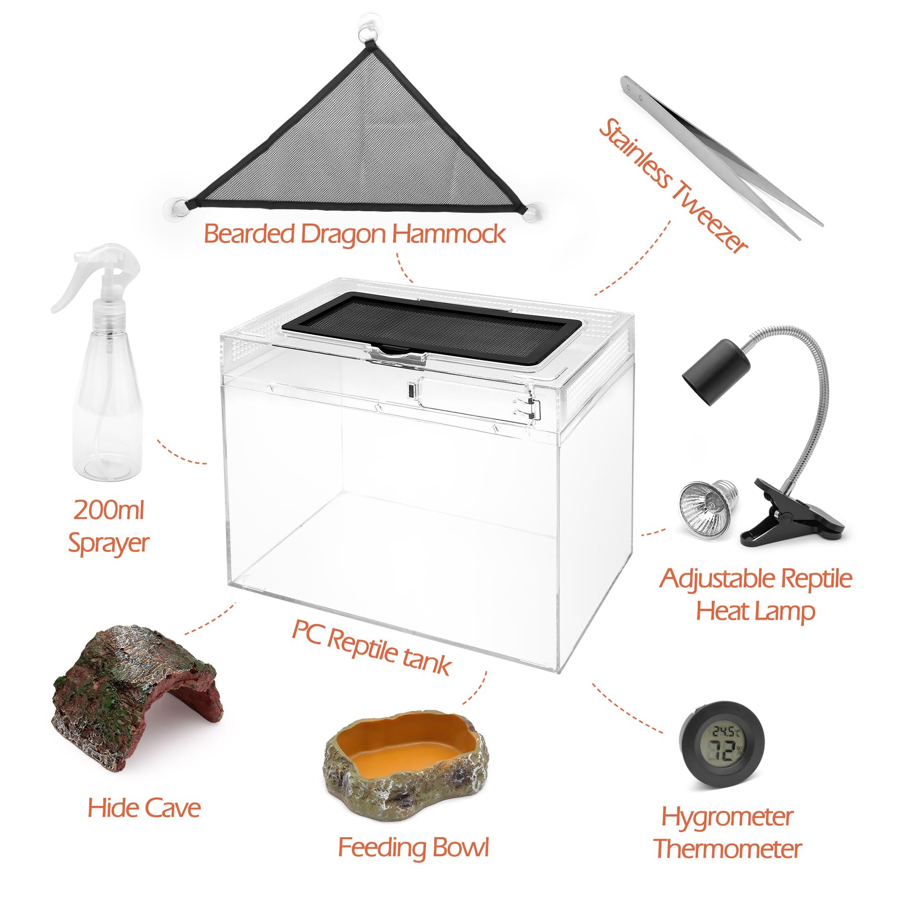 AZV Reptile Terrarium Starter Kit easy-clean base ensures quick misting and wipe-down maintenance.