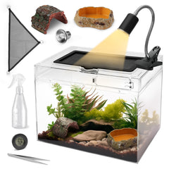 AZV Reptile Terrarium Starter Kit tank front view for compact desktop habitat.