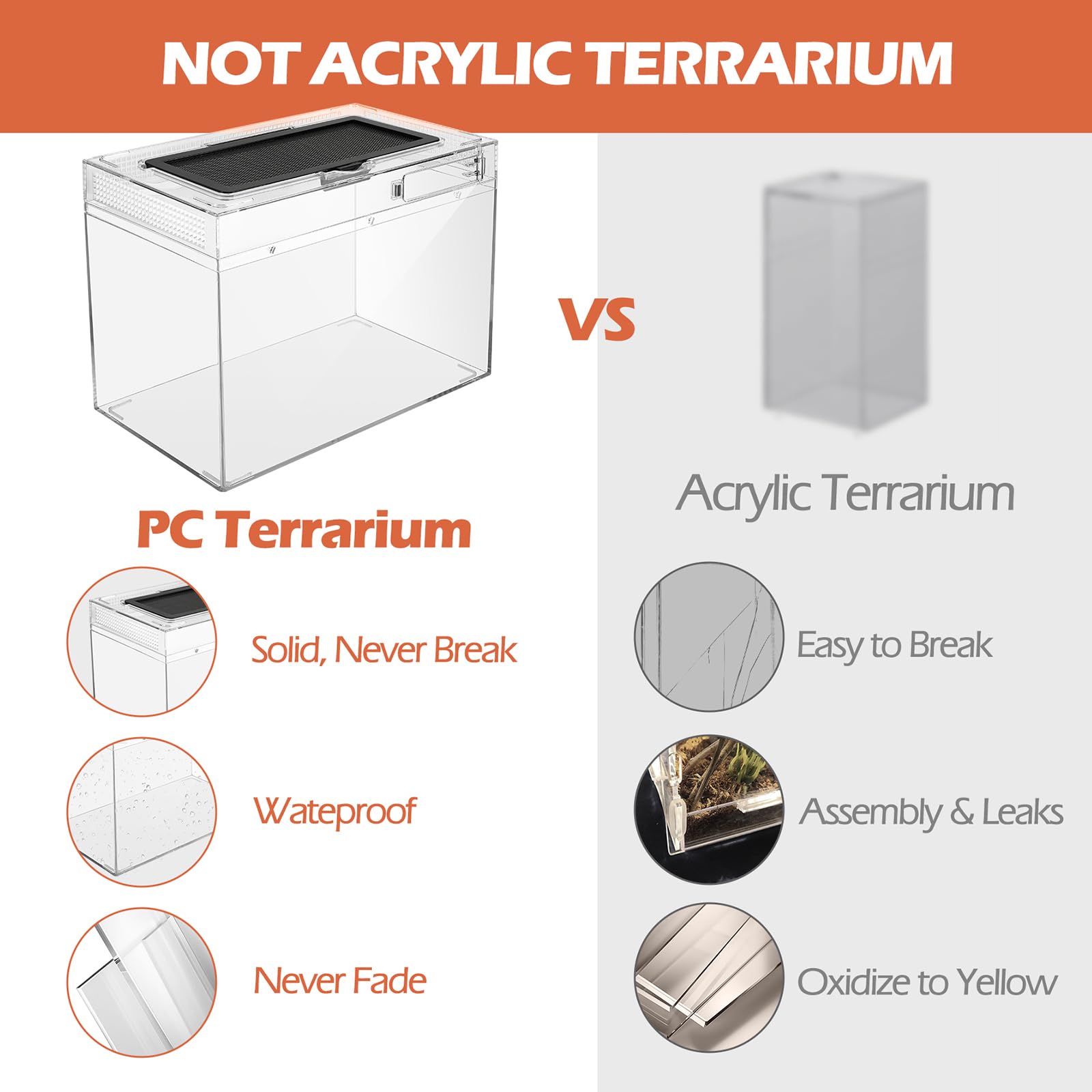 AZV Reptile Terrarium Starter Kit tempered PC shell offers durable habitat for tiny pets.