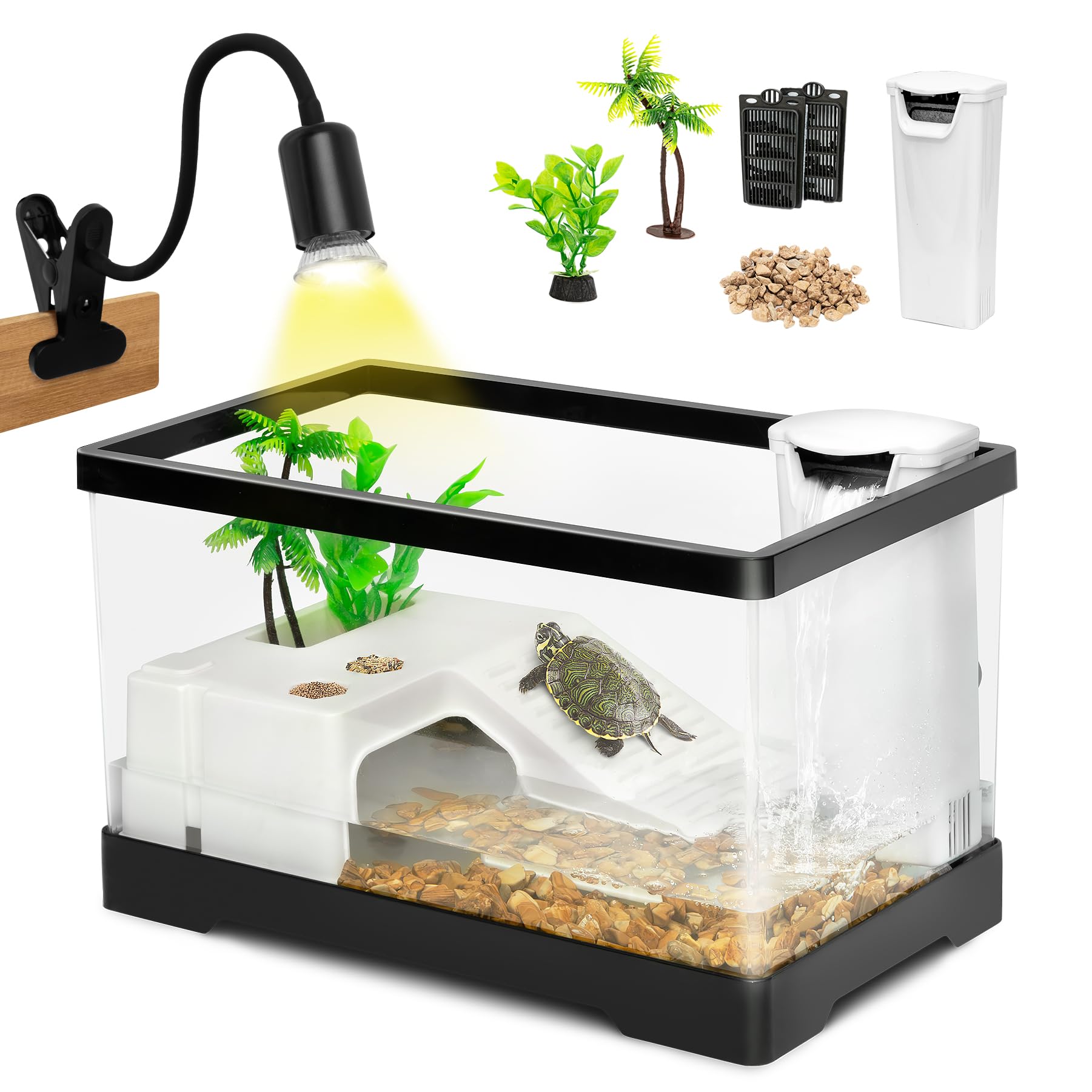AZV Small Turtle Tank Kit basking platform supports safe sunning and resting for reptiles.