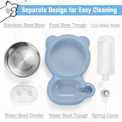 2-in-1 design simplifies meals with separate food and water areas.
