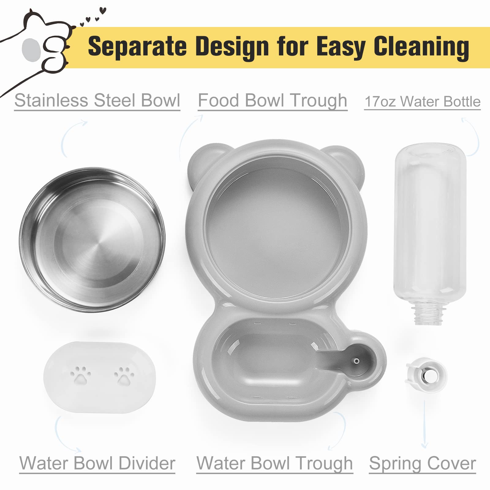 Azwraith 2-in-1-pet-bowl-design combines food and water in one organized station.