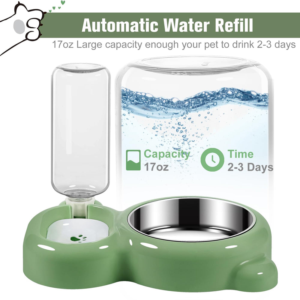 Azwraith 2-in-1 cat and dog bowl set with stainless steel insert for easy cleaning.
