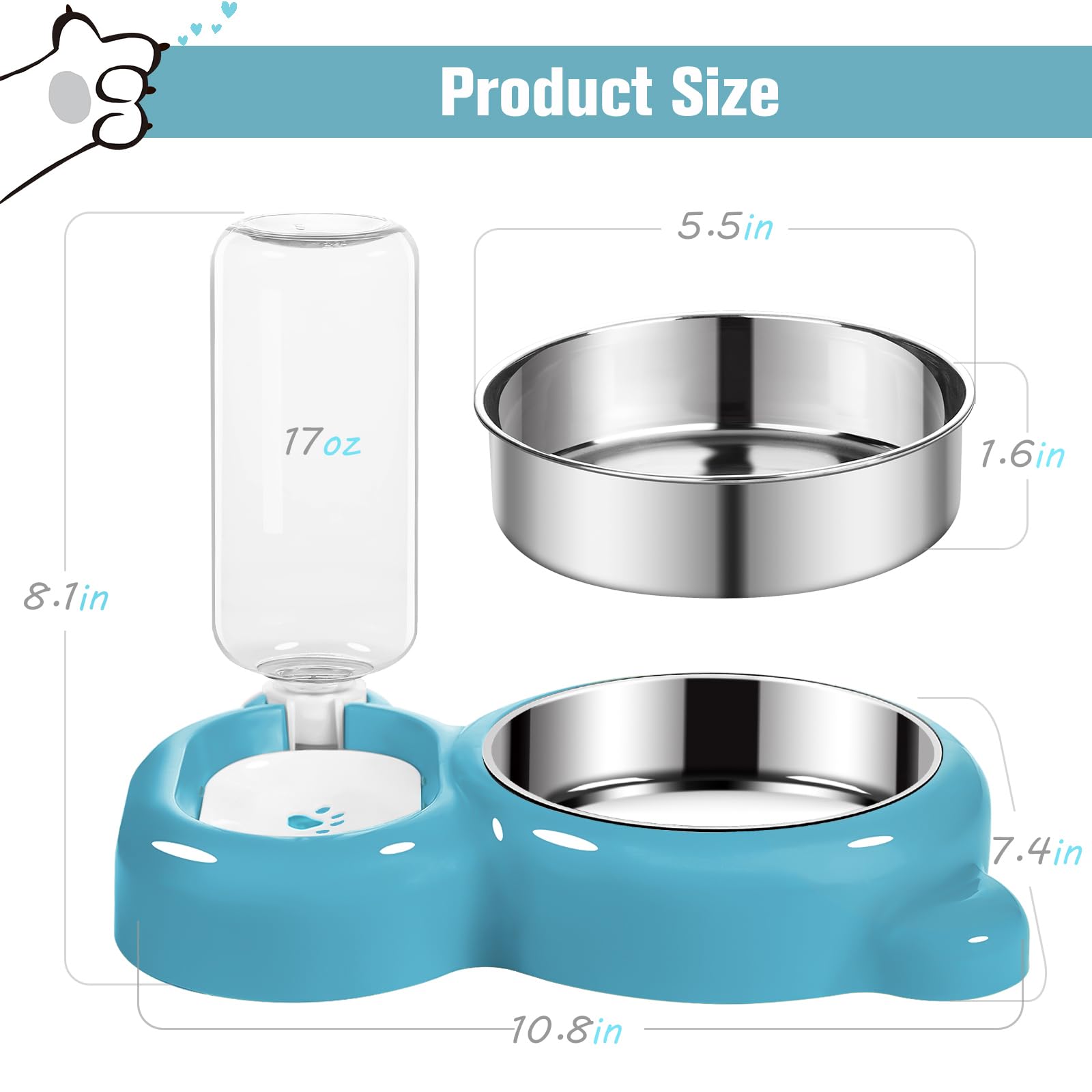 Azwraith detachable stainless-steel bowl blue simplifies cleaning after meals
