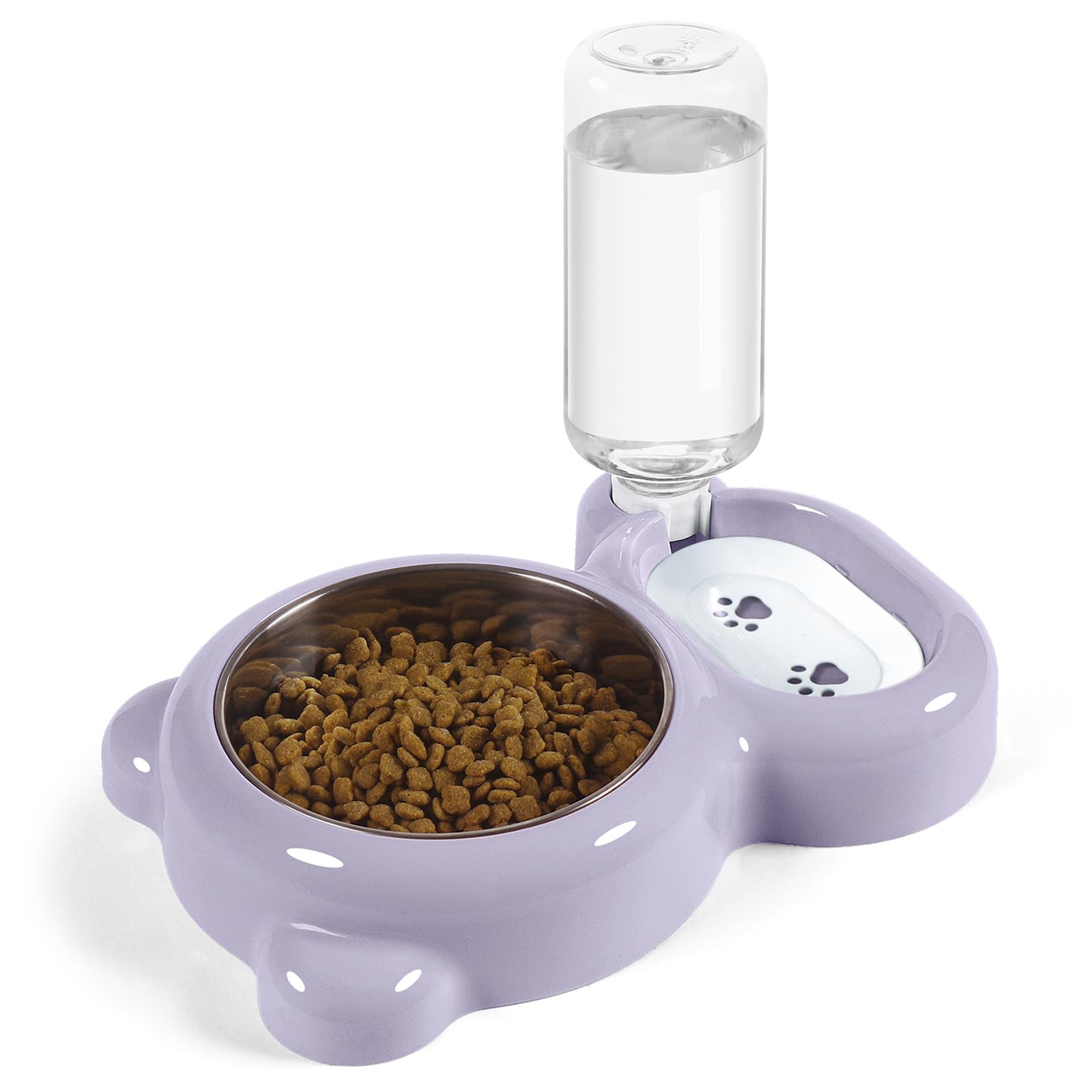 Azwraith purple cat and dog bowl with water dispenser for fresh water