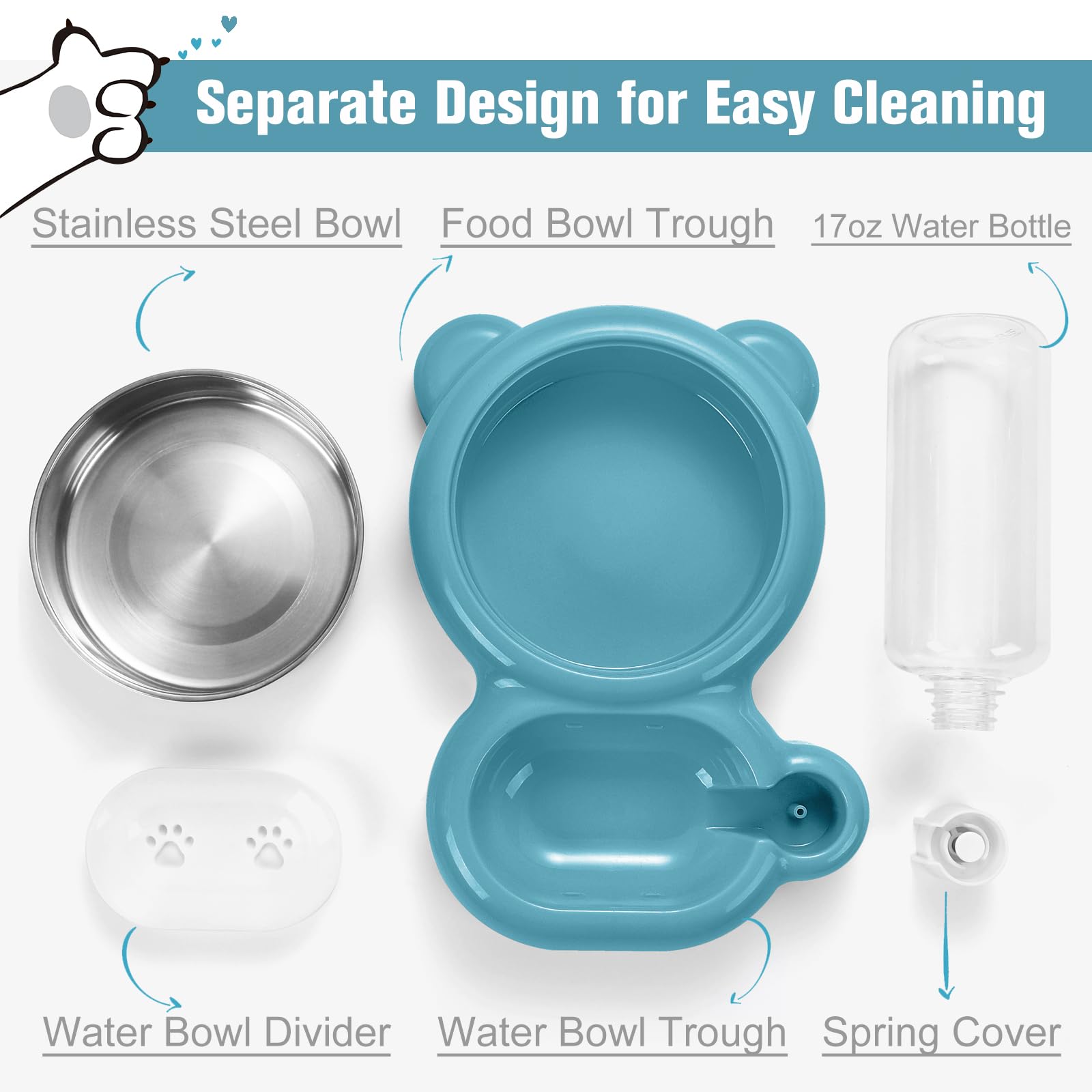 Azwraith stainless steel bowl blue detachable design is easy to clean