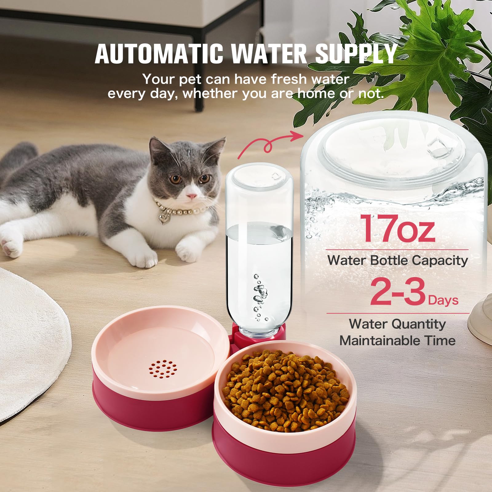 Azwraith water-dispenser-automatic-siphon provides continuous fresh water for pets away from home.