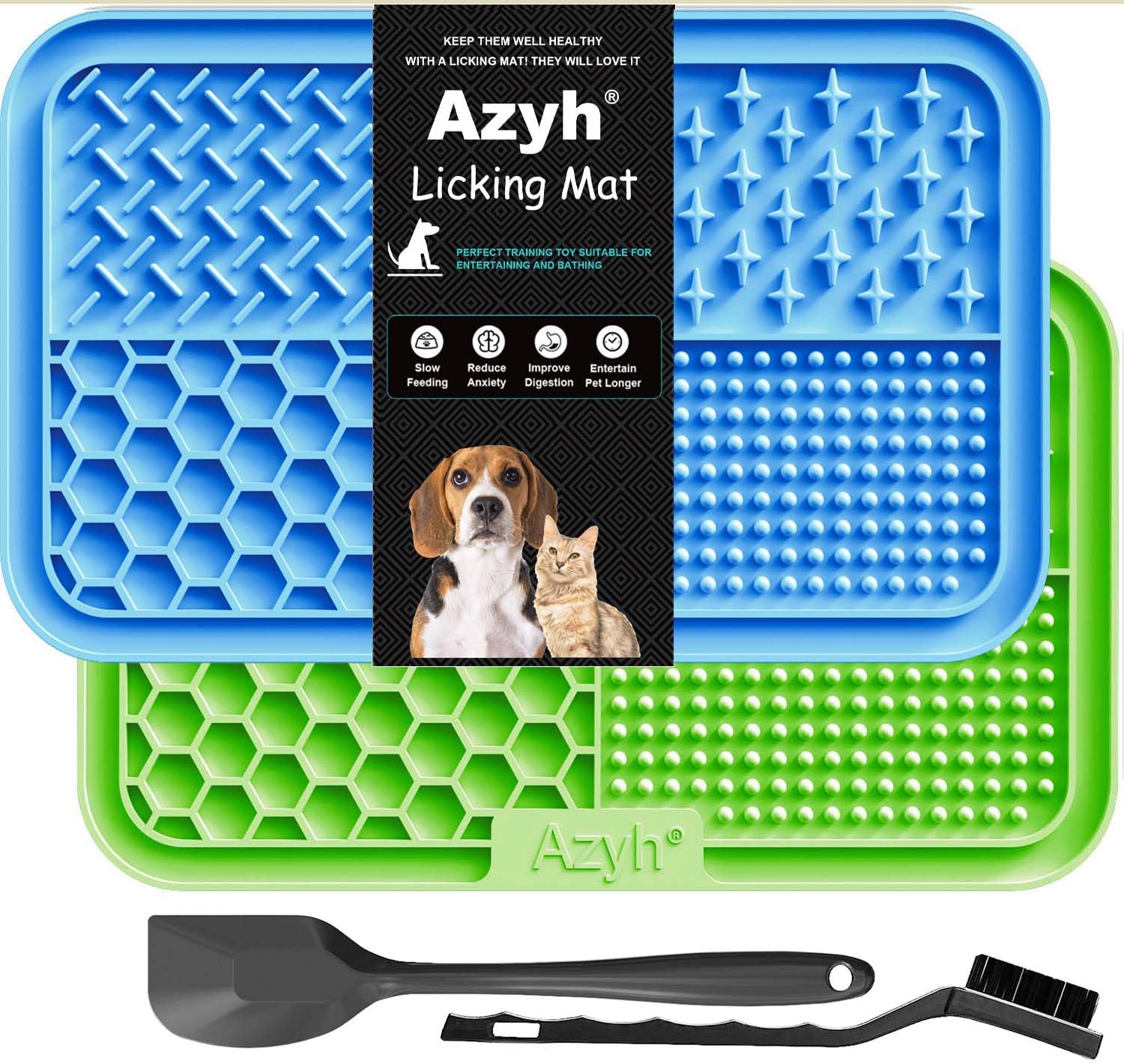 Azyh licking mat 2 pack display promotes extended slow feed mealtime