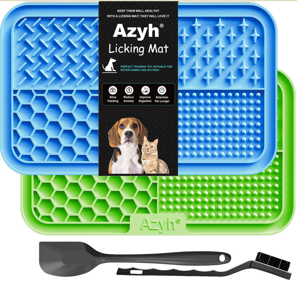 Azyh licking mat 2 pack display promotes extended slow feed mealtime