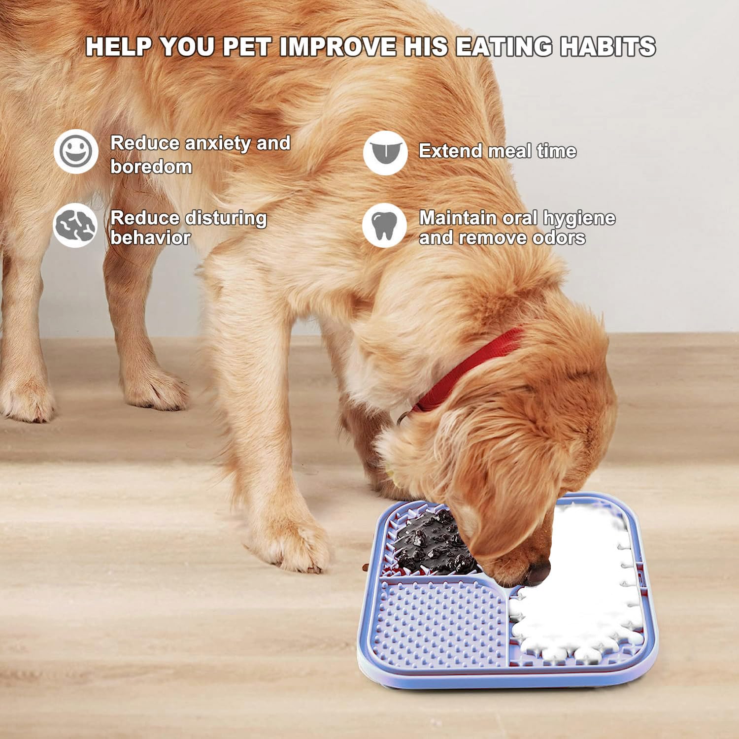 Azyh Licking Mat shown with pets enjoying a meal