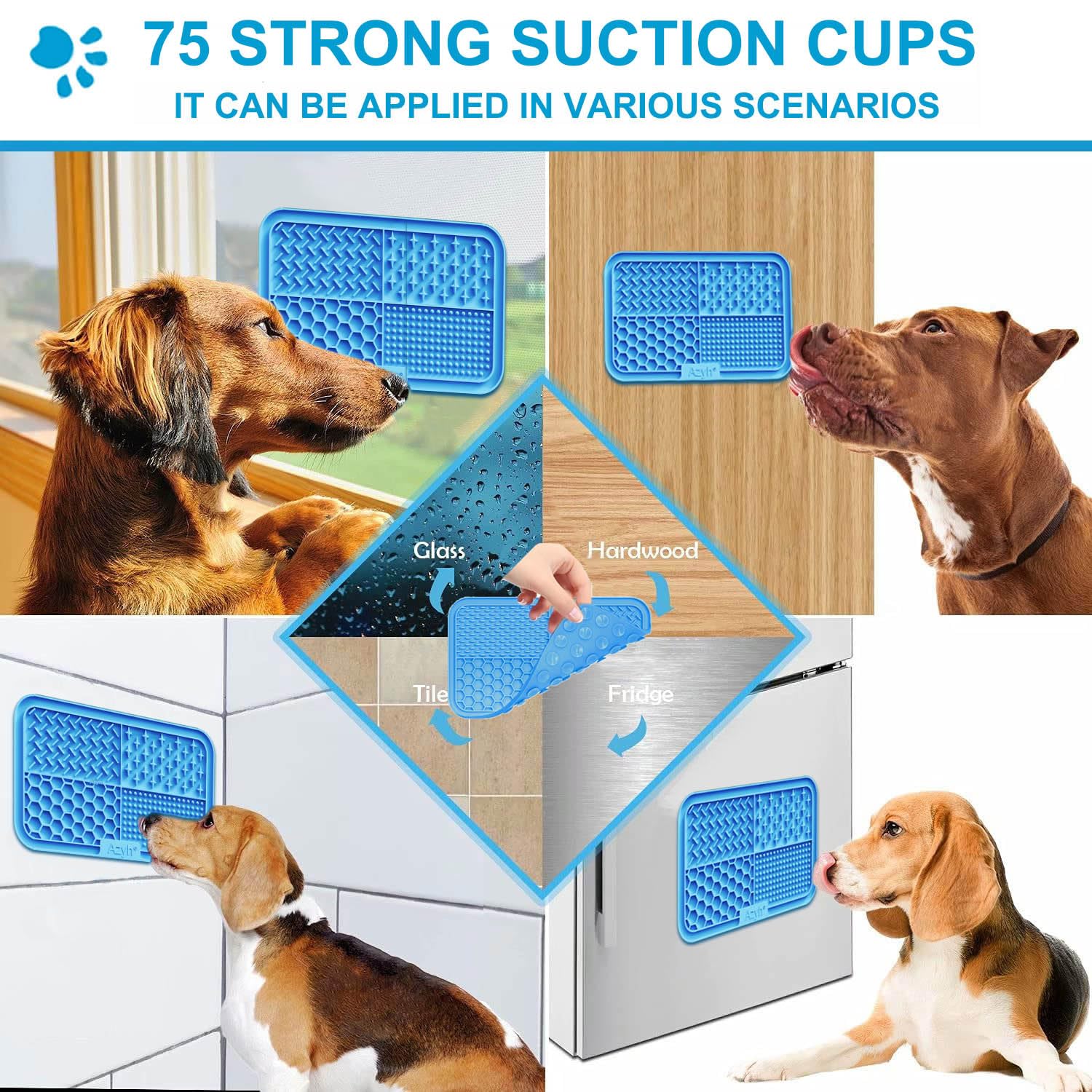 Azyh licking mat suction cups adhesion demonstrates secure placement on smooth surfaces